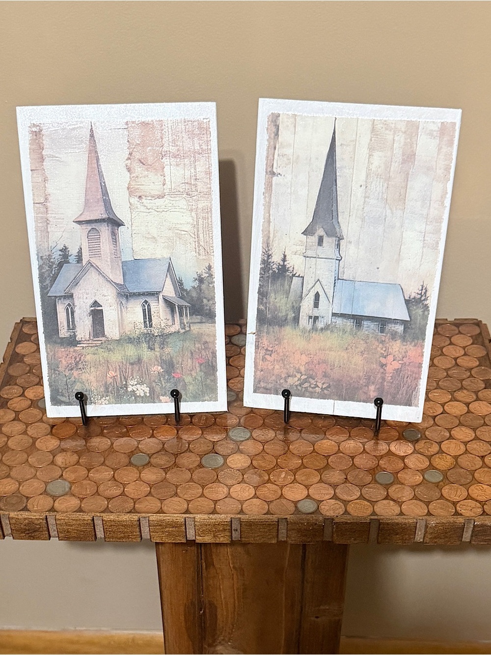 Rustic Church Decoupage Art